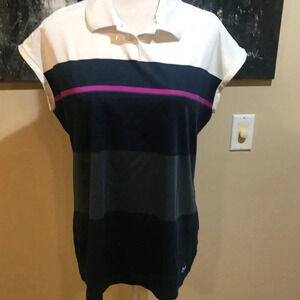 Nike Golf Pro Dri-Fit Women's Blue/Gray and White Striped Top-Size XL